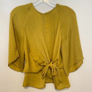 Topshop Tie Front Key Hole Front Peplum Waist Blouse